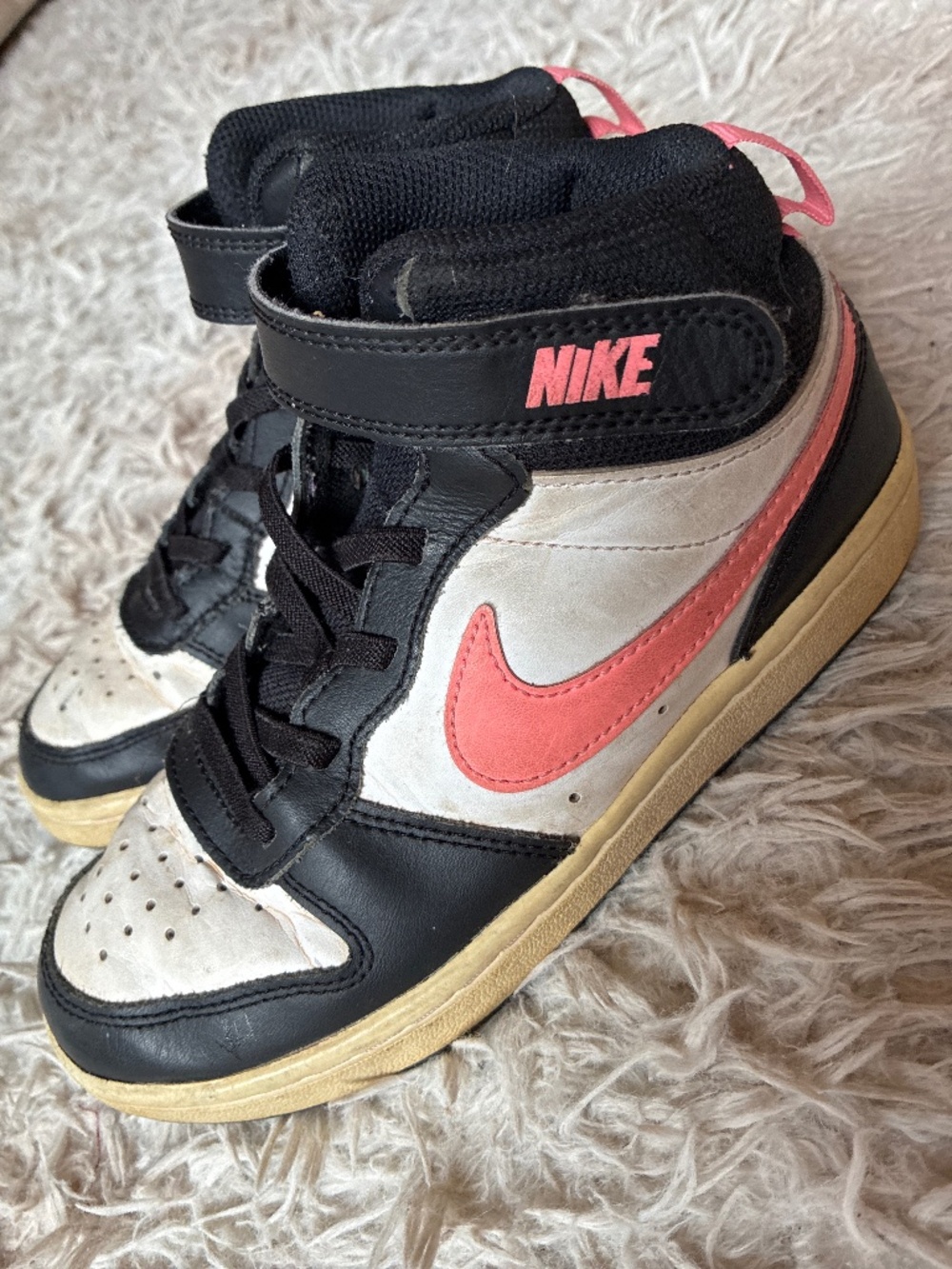 Nike Black and Pink High Top Shoes Size 1.5Y